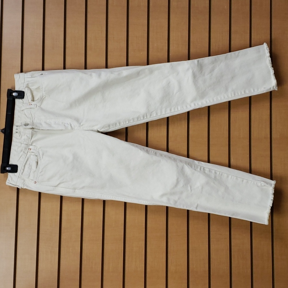 We The Free Crop Ankle Jeans Cream Denim Size 29 Button Fly Boho Festival Style